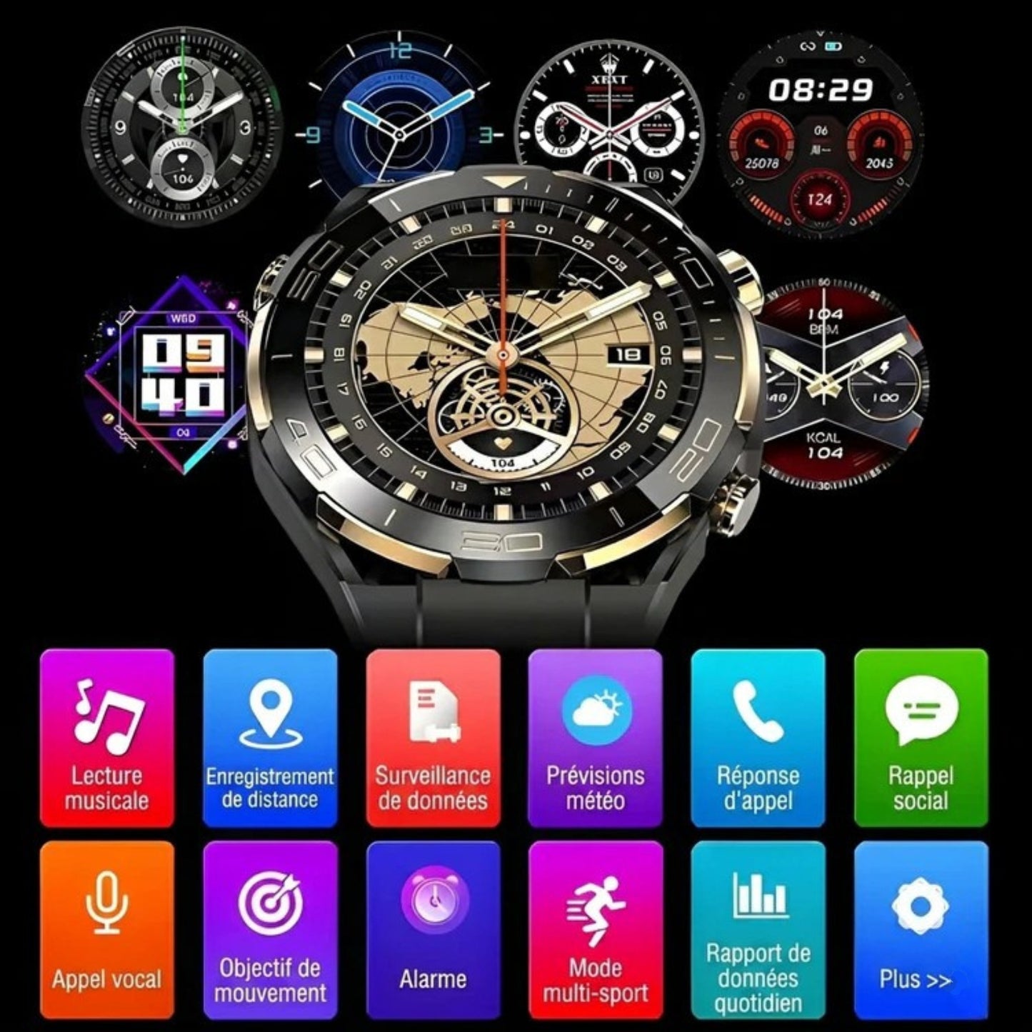SwiftPulse Elite – Montre Connectée Sport Bluetooth